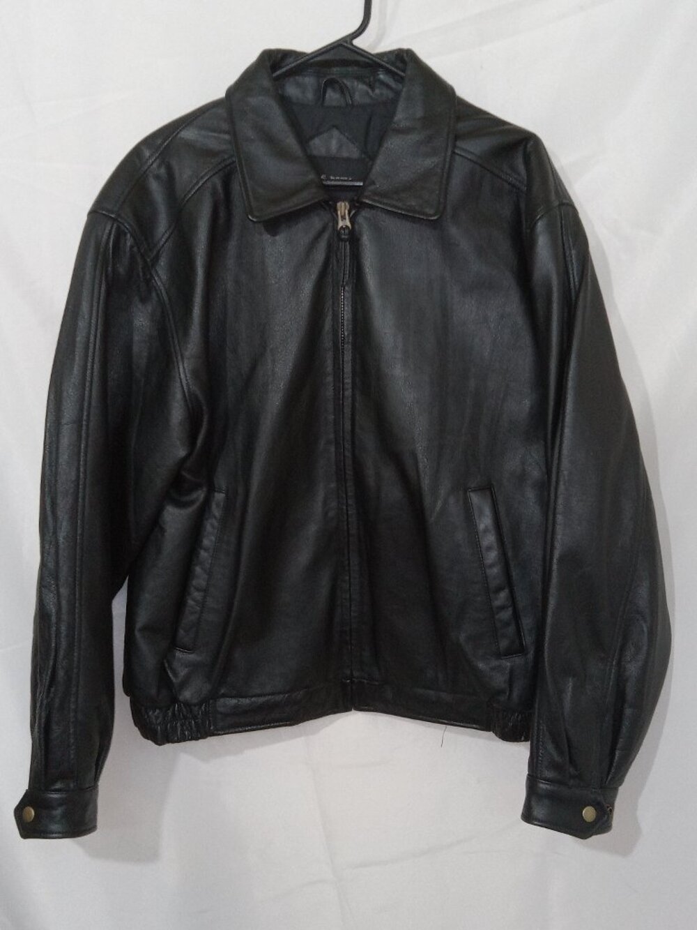 Croft & Barrow Black Casual Classic Bomber Leather Jacket Vintage 90s Moto